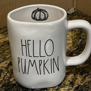 Rae Dunn‎ Artisan Collection Hello Pumpkin Mug Coffee Fall Halloween Magenta